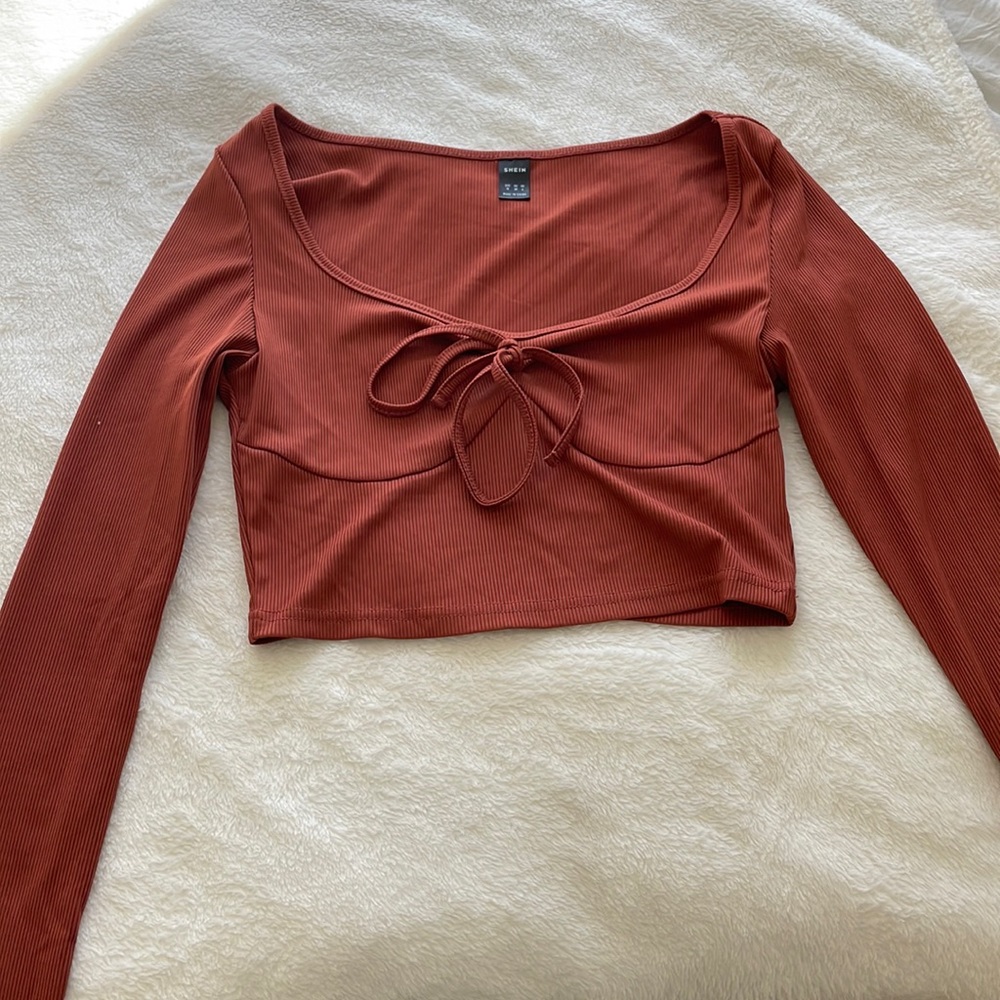 Shein chocolate brown long sleeve top